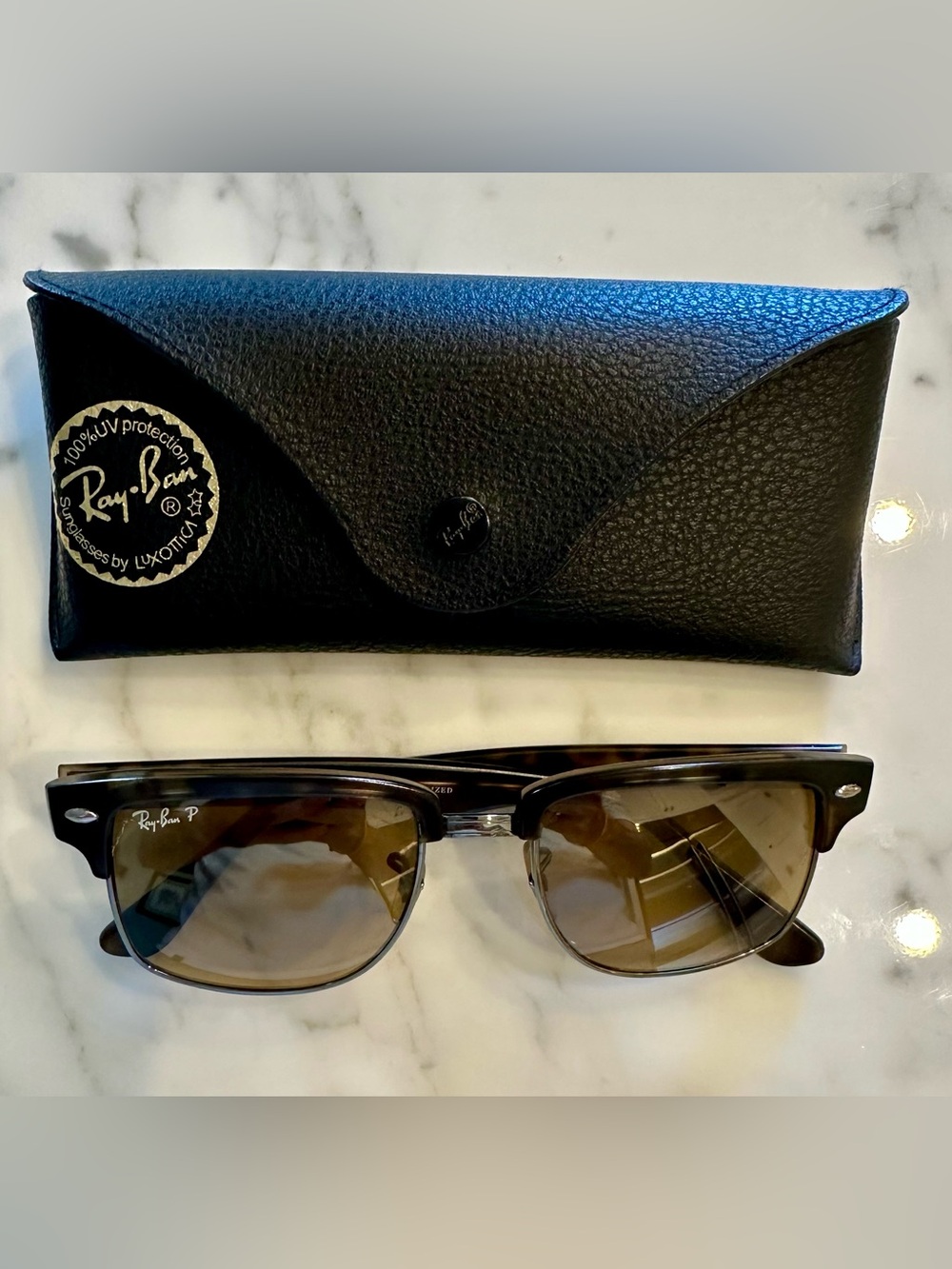Ray-Ban Clubmaster Classic Men’s Tortoiseshell Frame Sunglasses w/ Brown Lenses